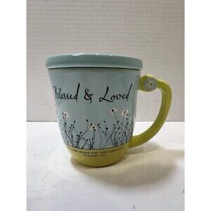 Dayspring Inspirational Blessed And Loved Ceramic Coffee Tea Mug With Lid Green
